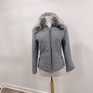ICEBERG JEANS AND quilted puffy jacket with removable fur collar